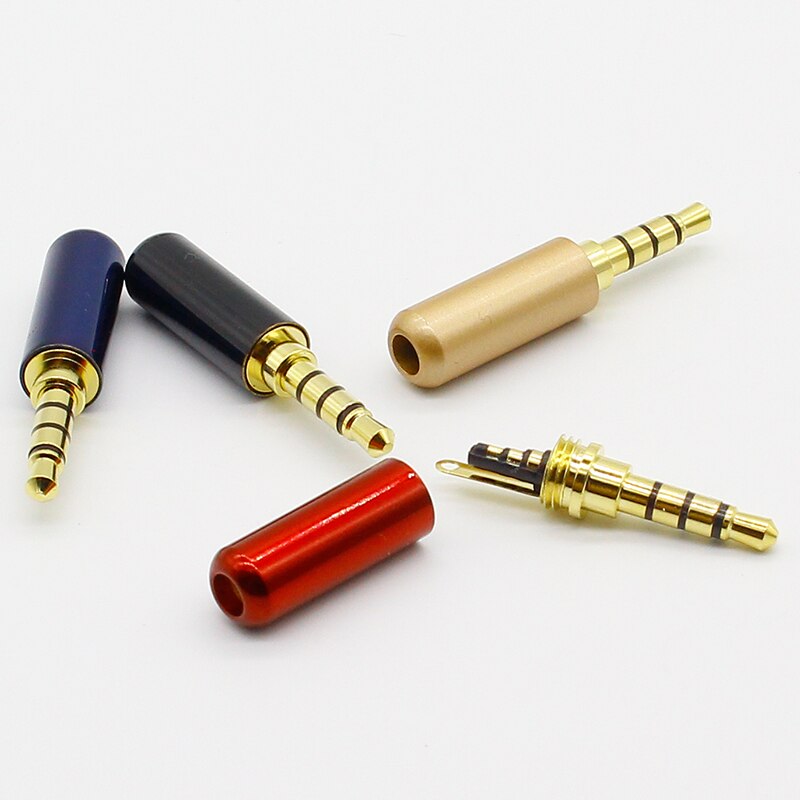 7 stk kobber forgyldt 1/8 " 3.5mm hanstik mini jack stik lodning 4 polet stik reparation hovedtelefon kabel lodde