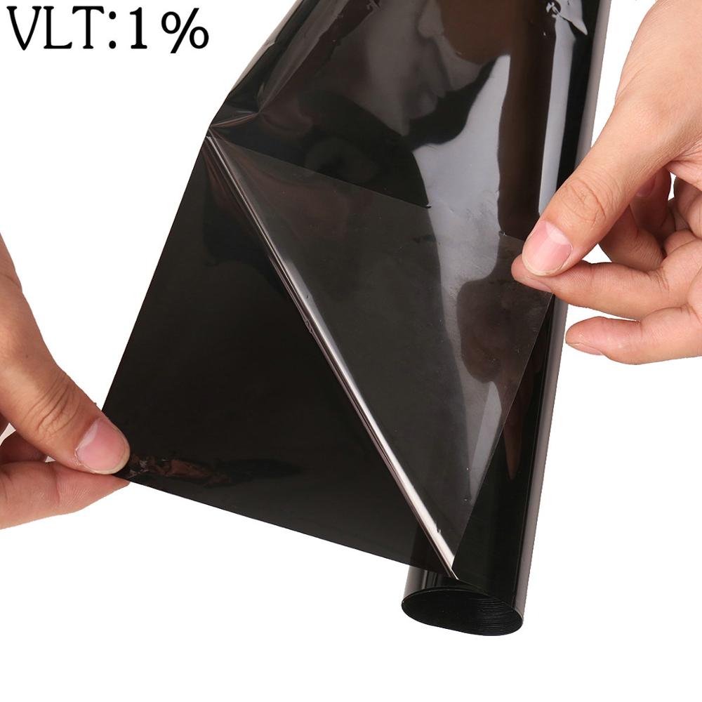 0.5mx3m Dark Black Car Window Tint Film VLT 1% Roll Glass Cars Auto Solar Protection Summer For Car Side Window Home Glass