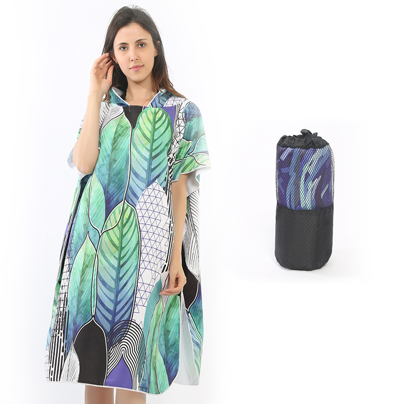 Hermosa toalla con capucha Floral para actividades al aire libre Toalla de playa de tela de microfibra, toallas estampadas de señora/natación, capa de buceo: 2