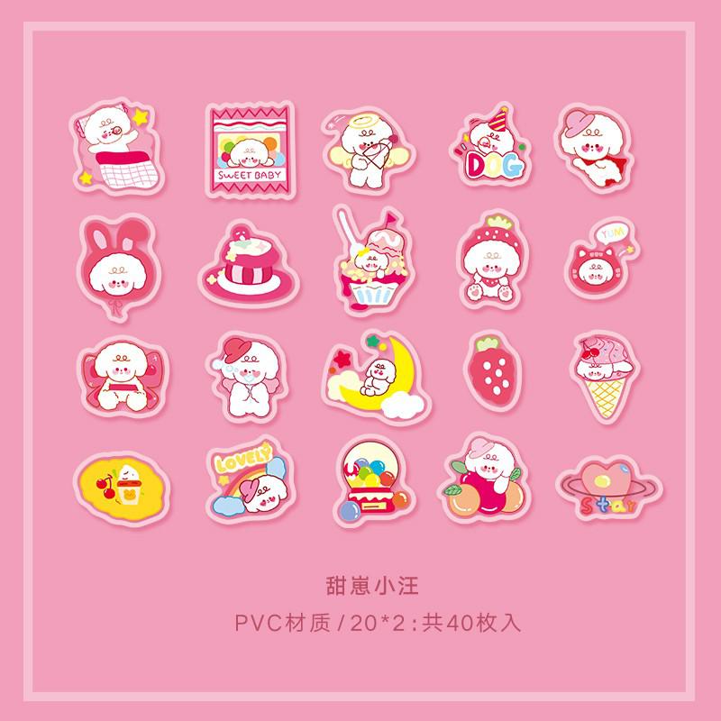 40 Pcs Kawaii Washi Stickers Set Animal Bunny Kat Planeet Lijm Label Decoratieve Sticker Label Voor Scrapbooking Journaling: D