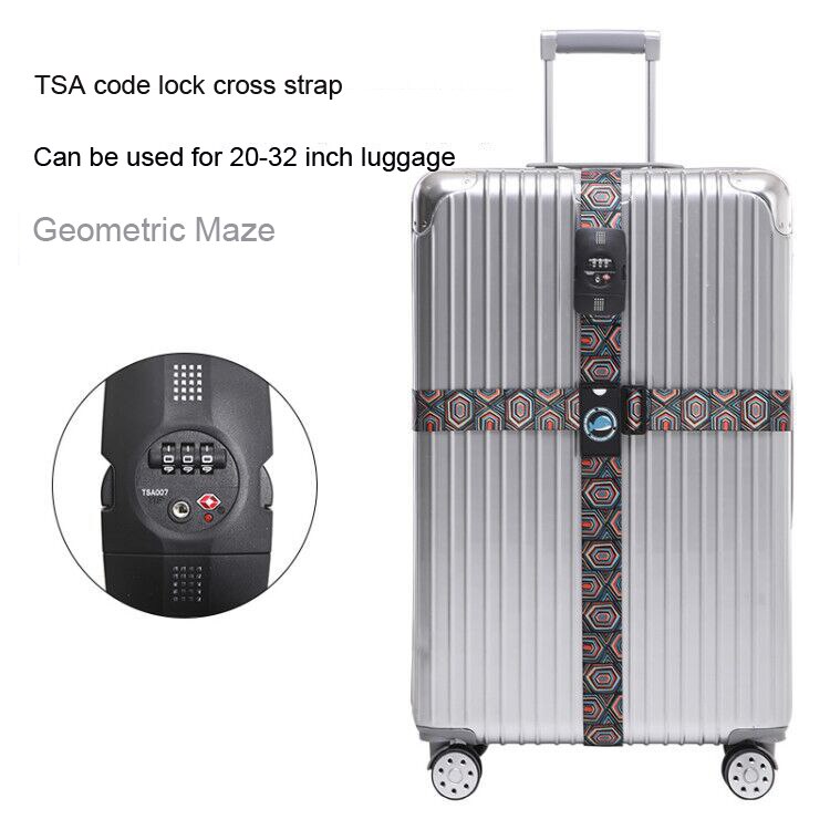 TSA Luggage Strap - 230cm - Geometric Pattern - Combination Lock Security Belt: Geometric Maze
