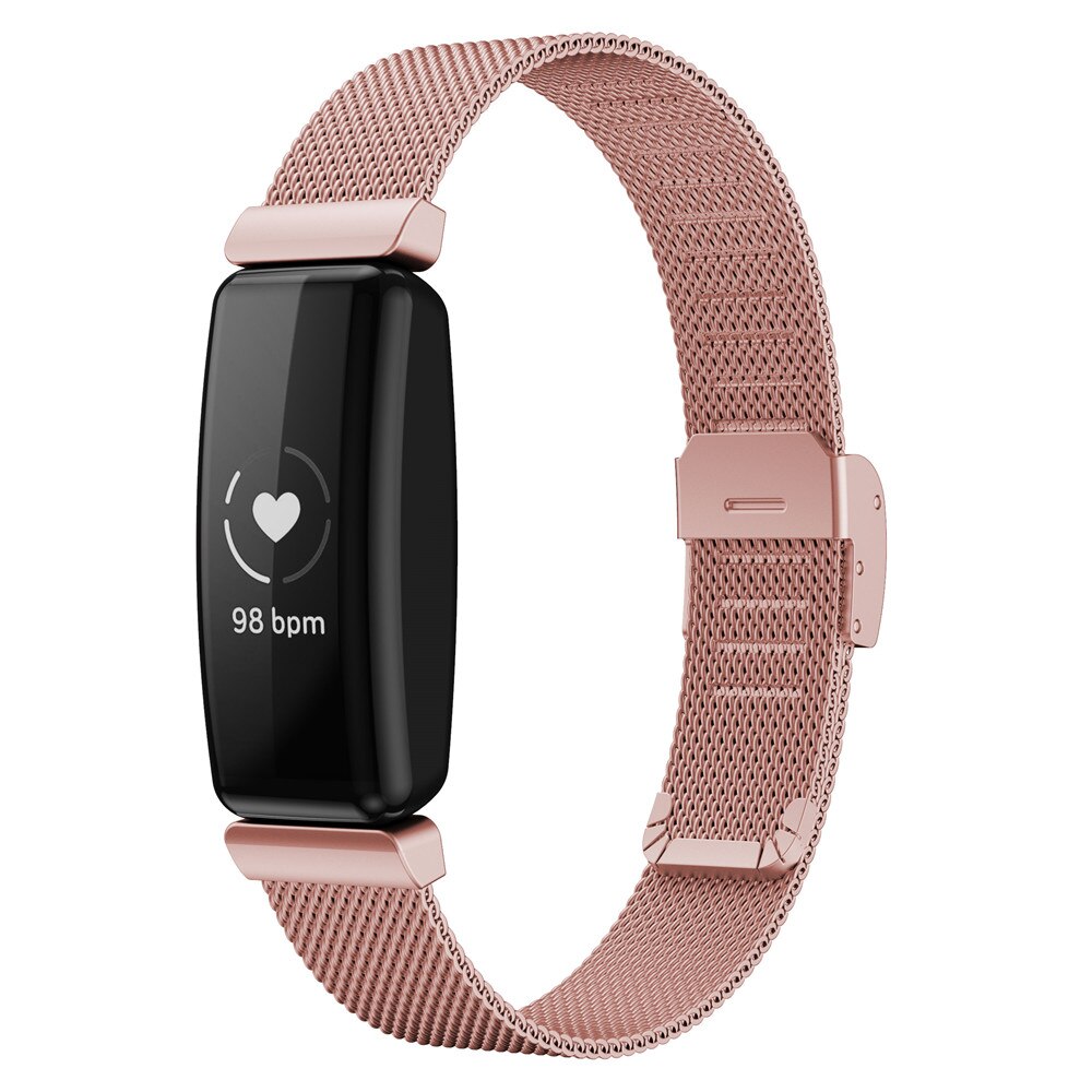 Wristband Strap For Fitbit Inspire 2 Smartwatch Stainless Steel Mesh Band Replacement Strap with buckle Bracelet Accessories: Rose pink