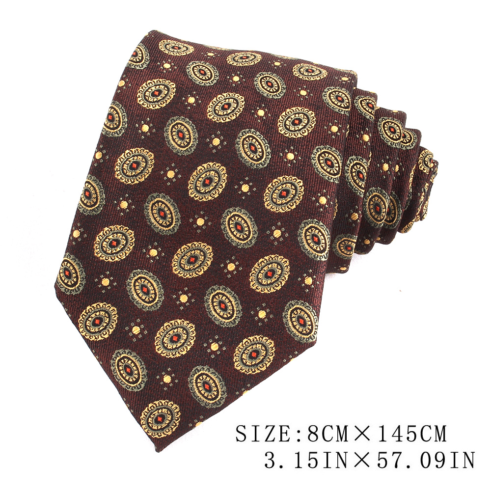 Maillard Coffee Color Ties For Men Women Floral Stripe Neck Tie For Wedding Business Classic Brown Color Neckties Men's Neck Tie