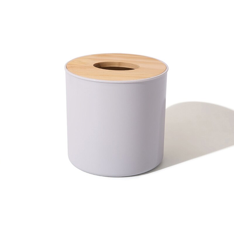 Tissue Box Roll Paper Storage Container Remote Control Storage Case: white Round