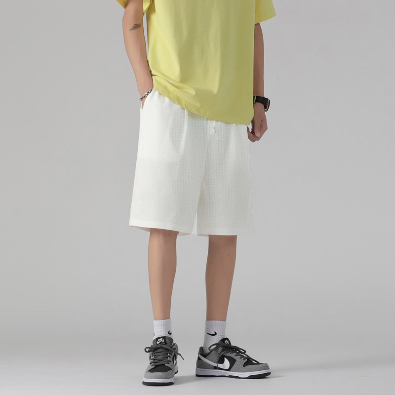 Zomer Ademende Mannen Mesh Shorts Gym Ijs Zijde Stijlvolle Casual Losse Shorts Joggers Outdoor Fitness Strand Korte Broek Sweatshorts: 5XL / Khaki