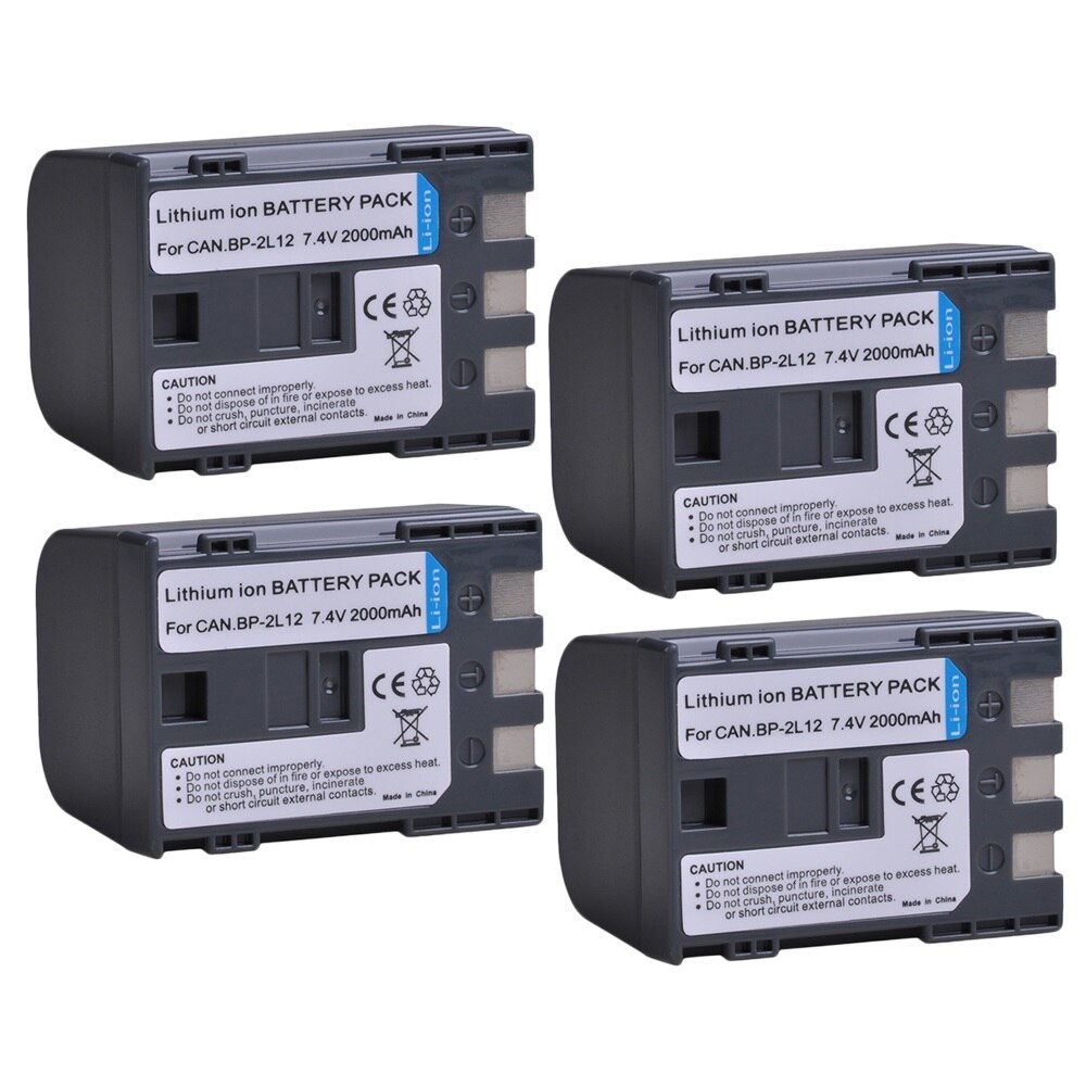 Battery BP-2L12 for Canon BP2L12 BP-2L14 BP-2L15 BP-2L24H BP-2L5 NB-2L12 NB-2L14 and DC310 Elura 60 Vixia HV20 ZR100 ZR300 ZR500: 4 pack