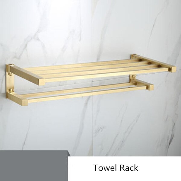 Set de accesorios de baño estante de baño para Oro pulido, toallero, soporte de papel para colgar toallas, soporte para escobillas de baño, accesorios de baño