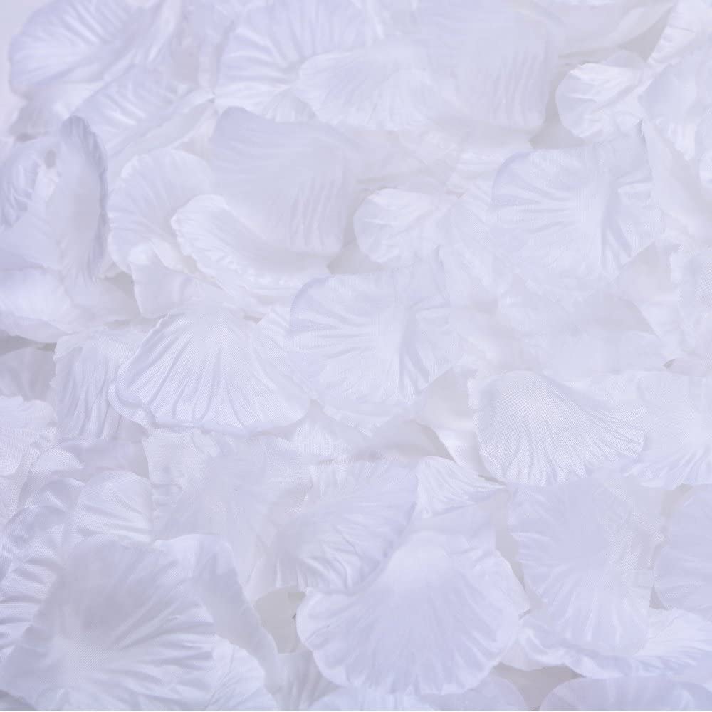Pétalos de rosa de 1000 Uds., pétalo de seda roja, flor para boda, decoración para de noche romántica y decoración para eventos y fiestas de San Valentín: 1000pcs white