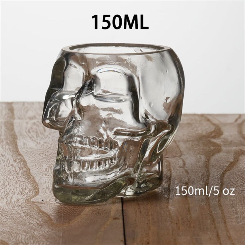 Przezroczysty kryształ czaszki głowy strzał szklany kubek robić whisky wino wódka gotyk dla domu Barware Drinkware whisky wino czaszki puchar: 150ml