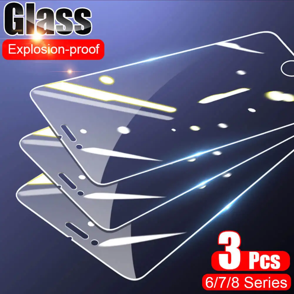 3 uds vidrio protector para iphone 8 7 6 6s Plus protectores de pantalla para iphone8 8Plus 6Plus 7plus Glas aifone 6 s cubierta de película