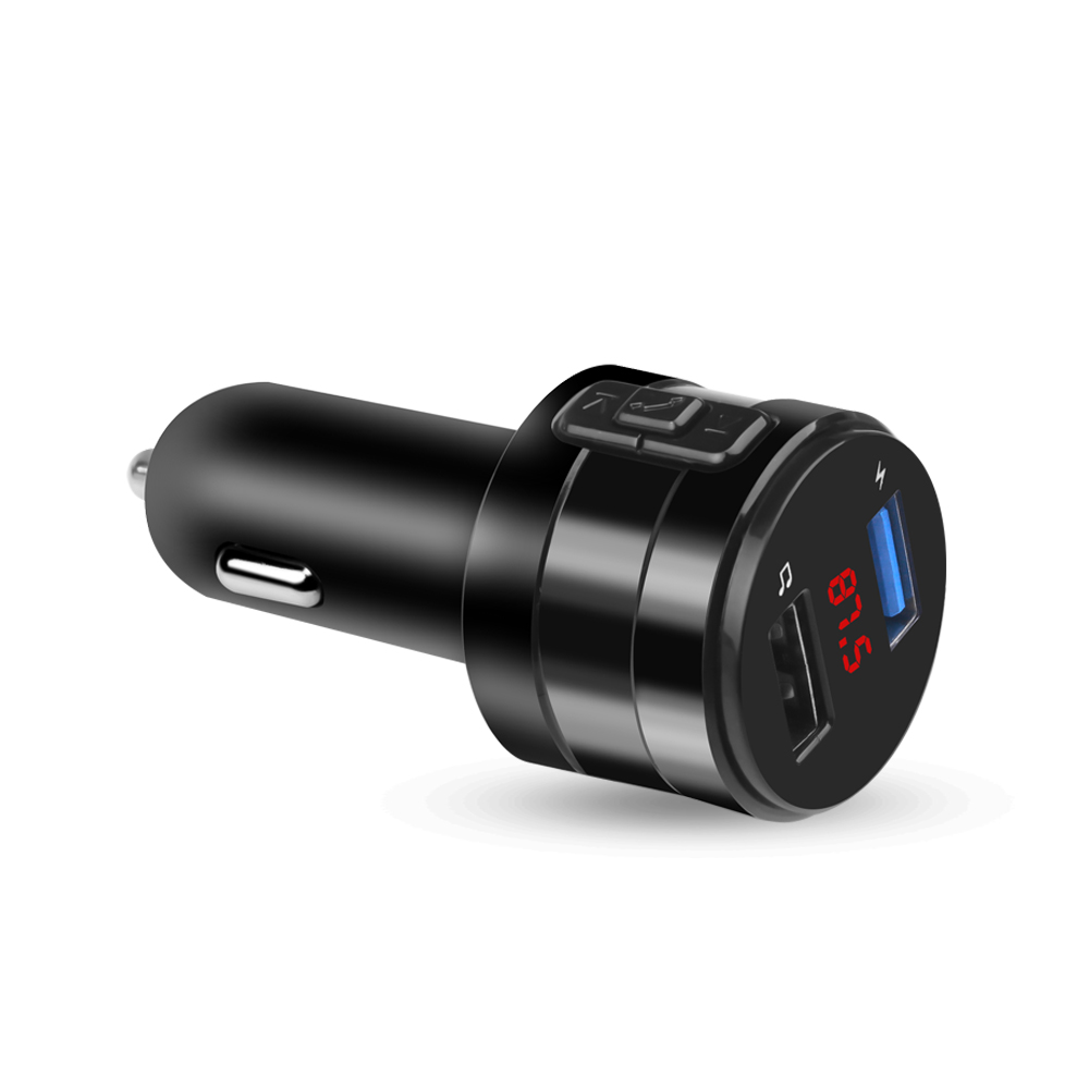 Car Bluetooth 4.2 FM Transmitter Modulator 3.1A Dual USB Ports Car Charger MP3 Player Wireless Audio Receiver Handfree Kit Hh: Black