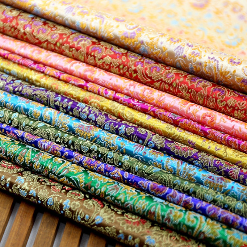 Width 75cm Silk Jacquard weave Metallic Brocade Fabric Chinese Hanfu Dress Bjd Kimono Material Celosia Cloth By the Half-yard