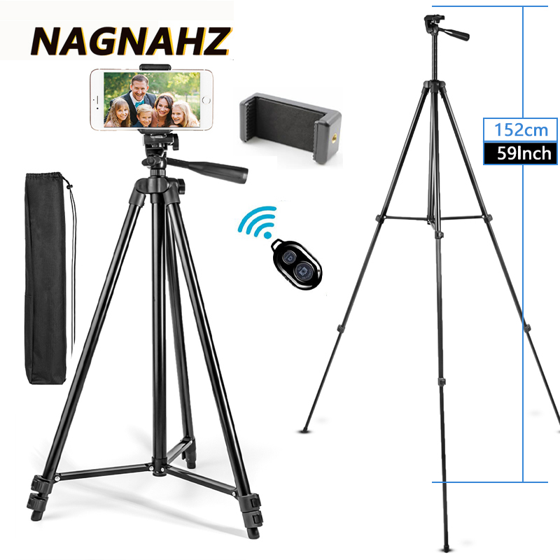Nagnahz Statyw do telefonu 150 cm Statyw do telefonu do nagrywania wideo z pilotem Bluetooth Uniwersalny statyw do aparatu fotograficznego