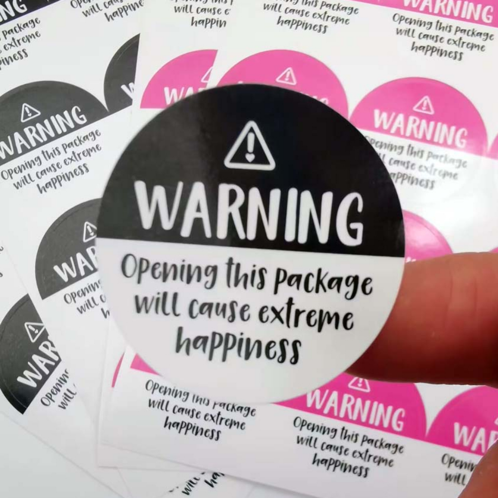 120 Uds. Etiquetas adorables de advertencia de felicidad extrema en negro y rosa, pegatinas de embalaje de agradecimiento de 1,5 pulgadas, sello de sobre para envolver: Rojo