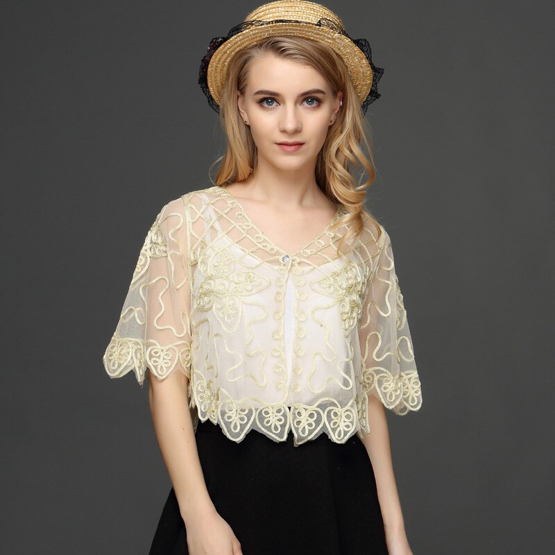 Midnight Lace Cape Cardigan with Flared Sleeves