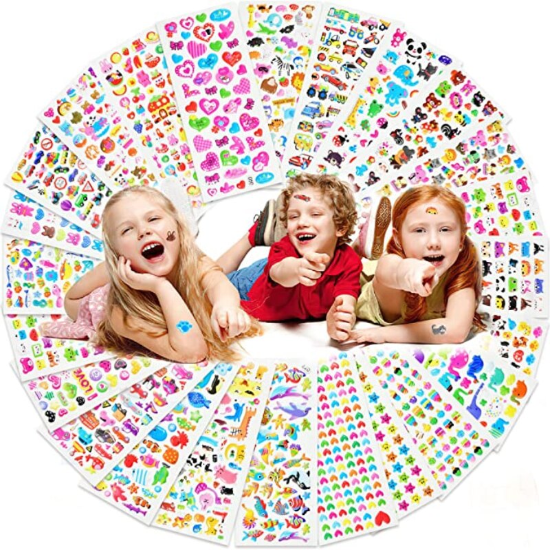 40 20 12 Different Sheets for Girl Boy 3D Puffy Bulk Stickers butterfly sticker Teachers Animals Cartoon stick on wall