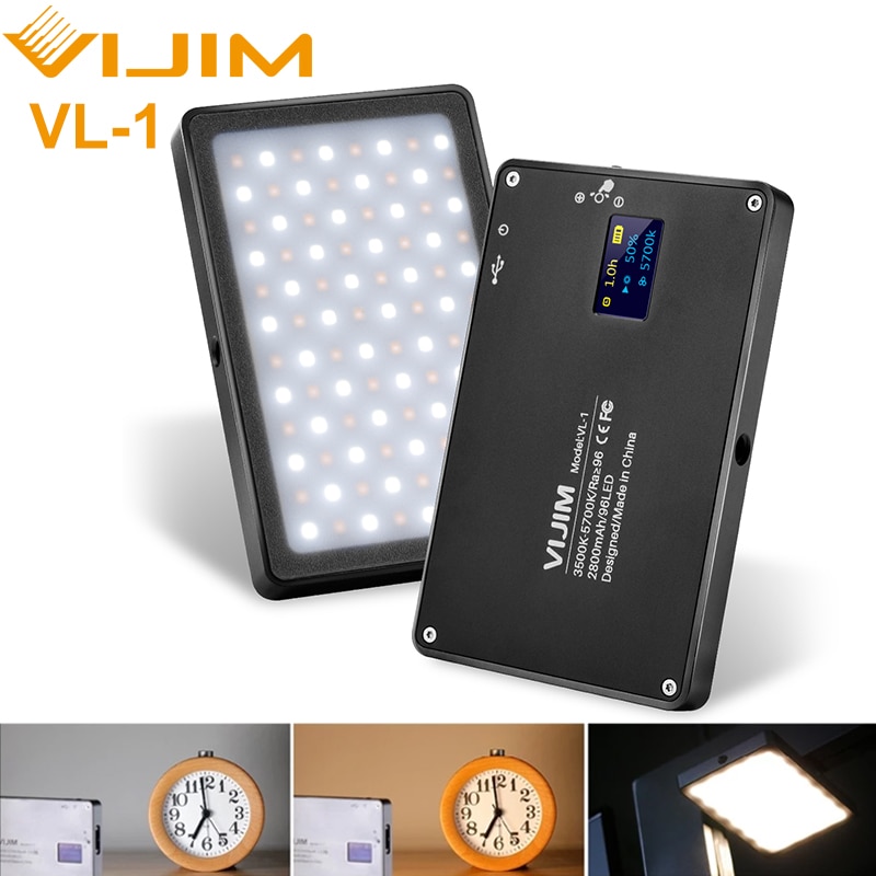 VIJIM VL-1 3500k-5700k 8W 600LM Dimmable LED Video Light With OLED Display on-Camera Fill Light 2800mAh Photography Studio Light