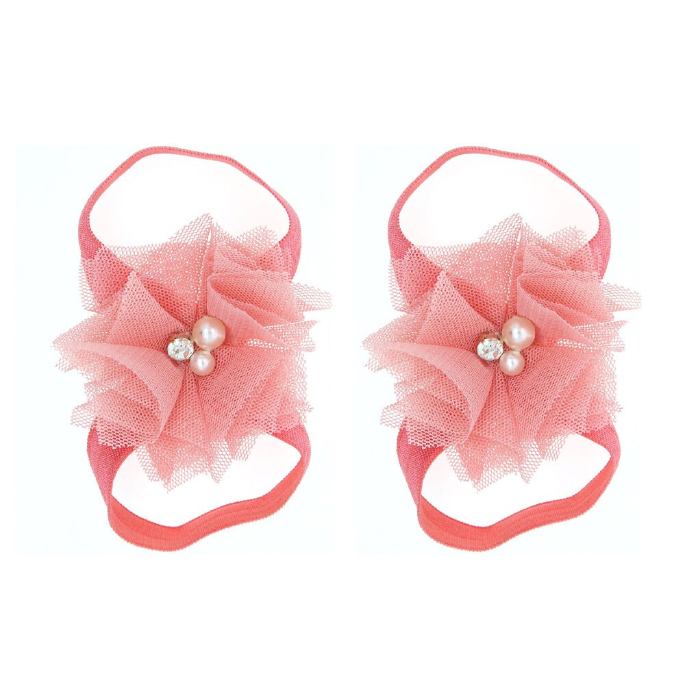 2PCS Baby foot Flower Headband Baby Girls Barefoot Sandals Hair Foot Accessories Elastic Foot Decoration Kids: 15