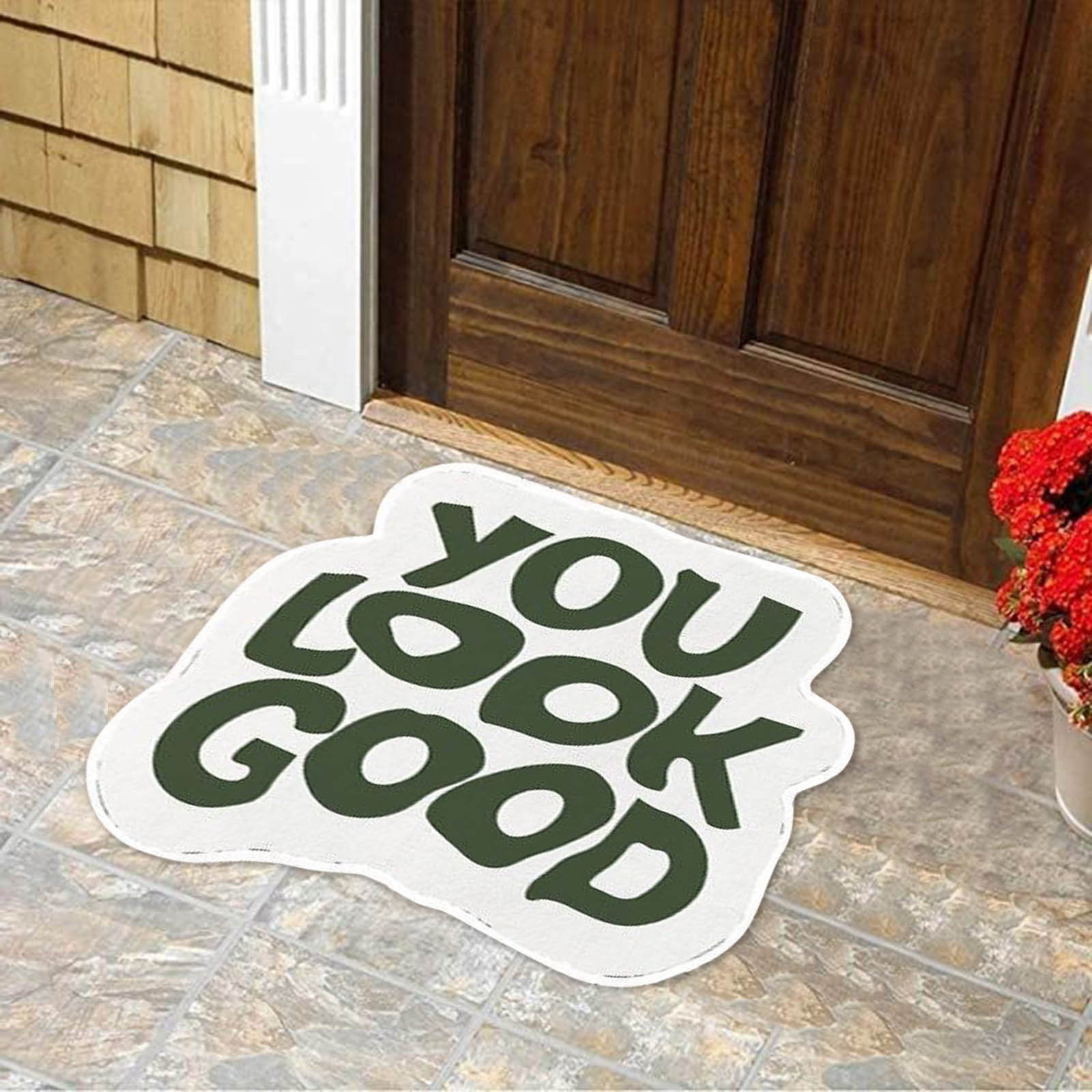 You Look Good Bath Mat Anti-Slip Bath Mat Bathroom Rug Absorbent Bath Mat English Letter Bathroom Mat 54*64CM