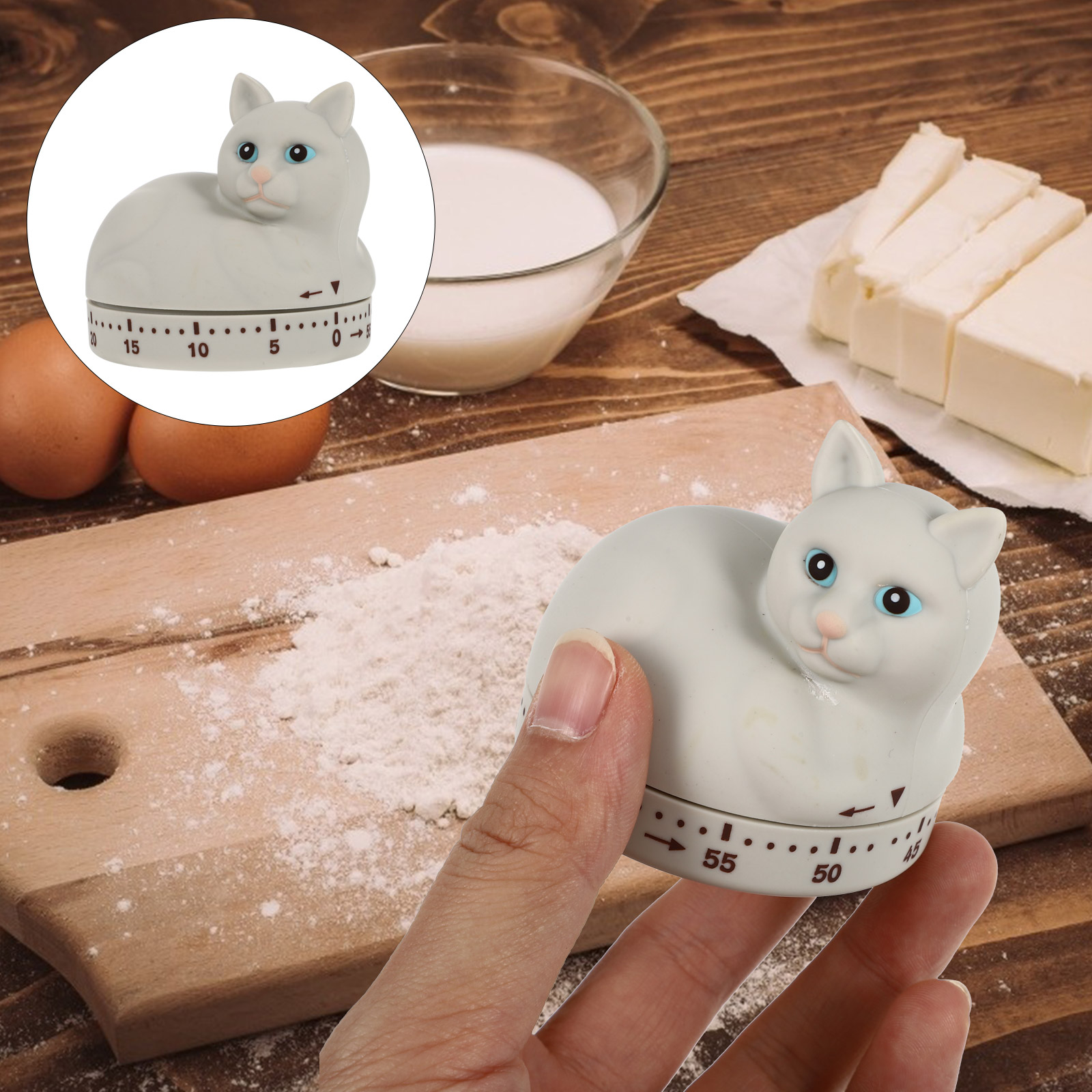 1Pc Lovely Cartoon Cat Kitchen Timer Mechanical Baking Timer Baking Supply