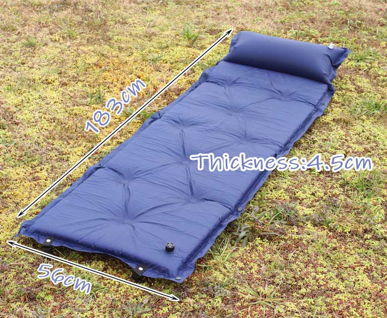 Inflatable Outdoor Camping Mat Self Inflating Air Mattress Sleeping Pad Air Bed Joinable With Pillow: 183x56X4.5cm blue