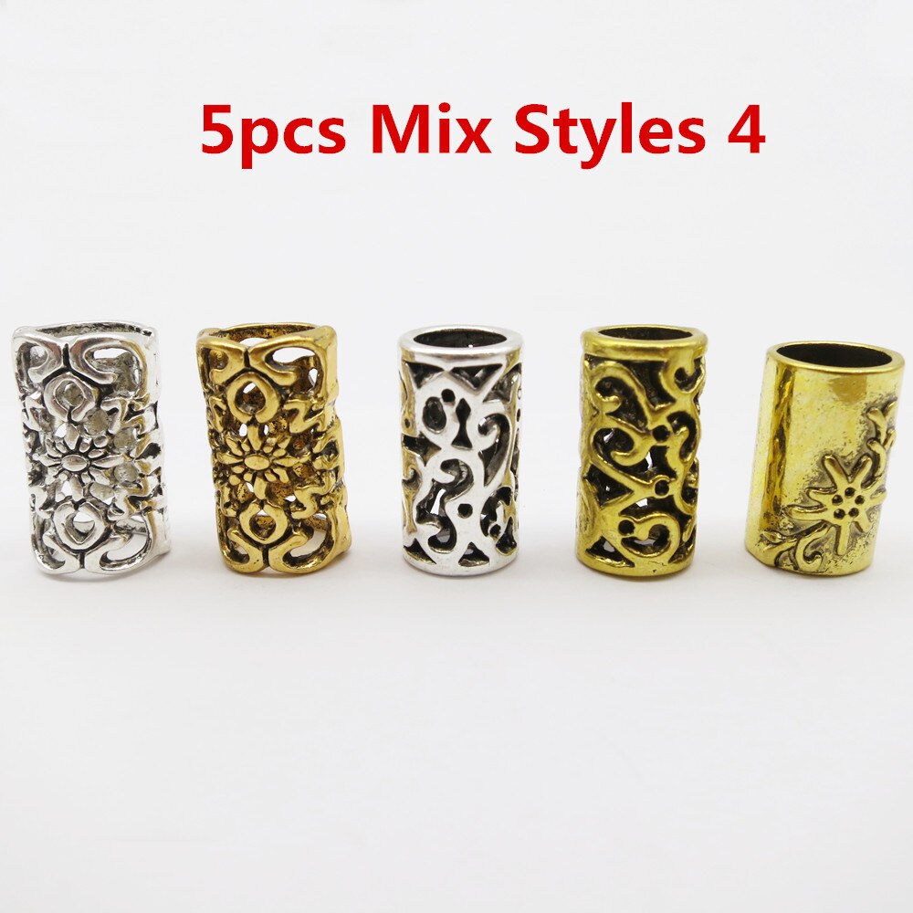 5 stk viking rune hår flette Grue seg skjegg dreadlock perler ringetone rør til hår menn kvinner tilbehør forskjellige 10 stiler: 5 stk miks stiler 4