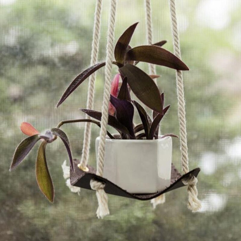 Skórzany wieszak na rośliny wisząca donica uchwyt na doniczkę Dom dekoracje na rośliny doniczkowe soczyste kaktus