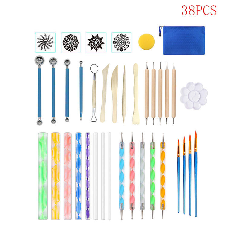 Multi Pieces Mandala Dotting Tools for Painting Rocks Acrylic Rods Double Sided Dotting Tools Mandala Stencils Art Craft Kit: 52B