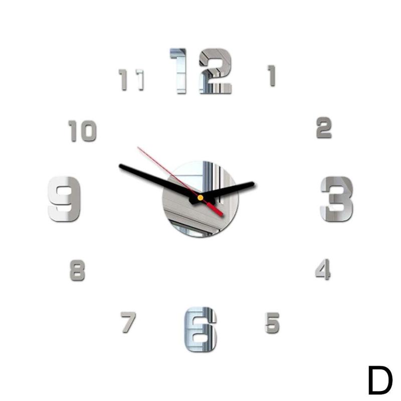 3d Diy Roman Numbers Acrylic Mirror Wall Sticker Clock Home Decor Mural Decals Clock Sticker For Home Kitchen Living Room D K3h5: Gold