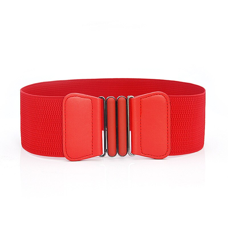 Cinturón elástico para mujer corsé negro elástico faux cuero cinturones para mujer boda accesorio vestido cintura costura cintura ancha sello: Rojo