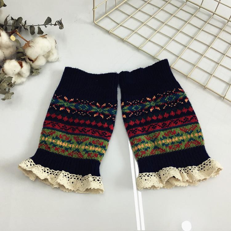 2022 Winter Girl&#39;s Gaiters Camouflage Hue Thick Woolen Leg Warmers Hairy Women Gyaru Accessories Y2k Heaters Warm: navy short