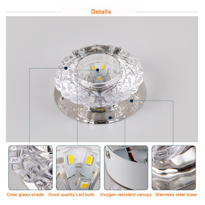 LED Downlight Recessed Panel Light Crystal Chandelier for Living Room Bedroom Restaurant Ceiling Lights Lighting Down Light