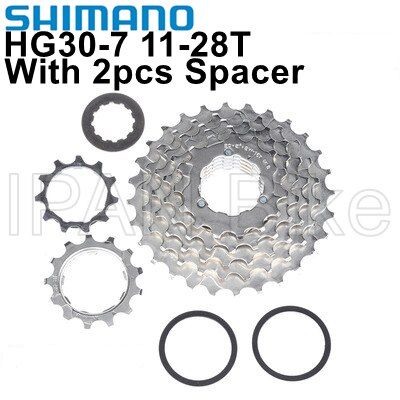 Shimano CS-HG30-7 kaset MTB yol katlanır bisiklet HG30 FreeWheel HG30-7 kaset volan HG30-7 kaset 7/21 hız 11-28T: With 2pcs Spacer