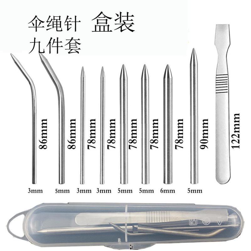 10 Pieces Paracord Stitching Kit, Umbrella Cord Needle Set Contains Stainless Steel Paracord Needle And Smoothing Tool: Black