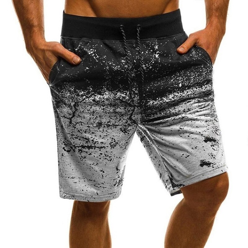 Heren trainingsshorts heren snel drogende fitness sportshorts met zak heren casual shorts met trekkoord: Ik / Lichtgrijs