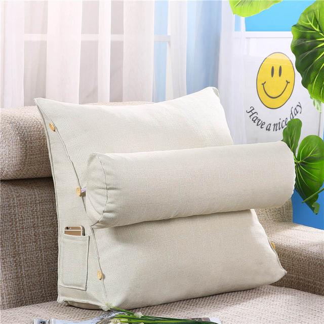 Cojín Lumbar para sofá, almohada de respaldo para cama, silla de oficina, soporte de cintura, tumbona, TV, lectura, decoración del hogar: beige B