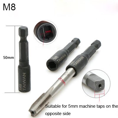 M4-M16 Tap Die Socket Adapter 1/4'' Hex Shank Square Driver Thread Tap Adapter Screw Tapping Chuck for Machine Tap Power Drill: M8
