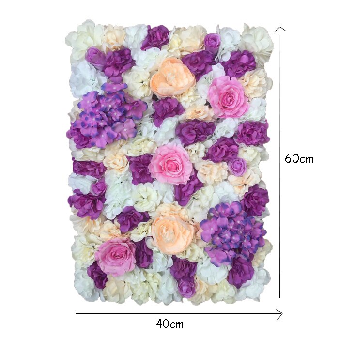 Artificial Flower Wall Panels Flower Wall Mat Silk Rose Flower Panels for Backdrop Wedding Wall Decoration: Beige purple