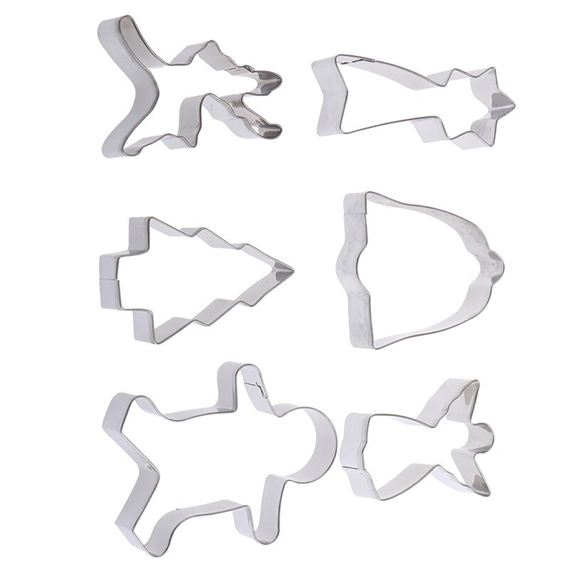 6 stks Kerst Cookie Cutter Rvs Cut Candy Biscuit Mold Koken Gereedschap Kerst Thema Cutters Bakvorm