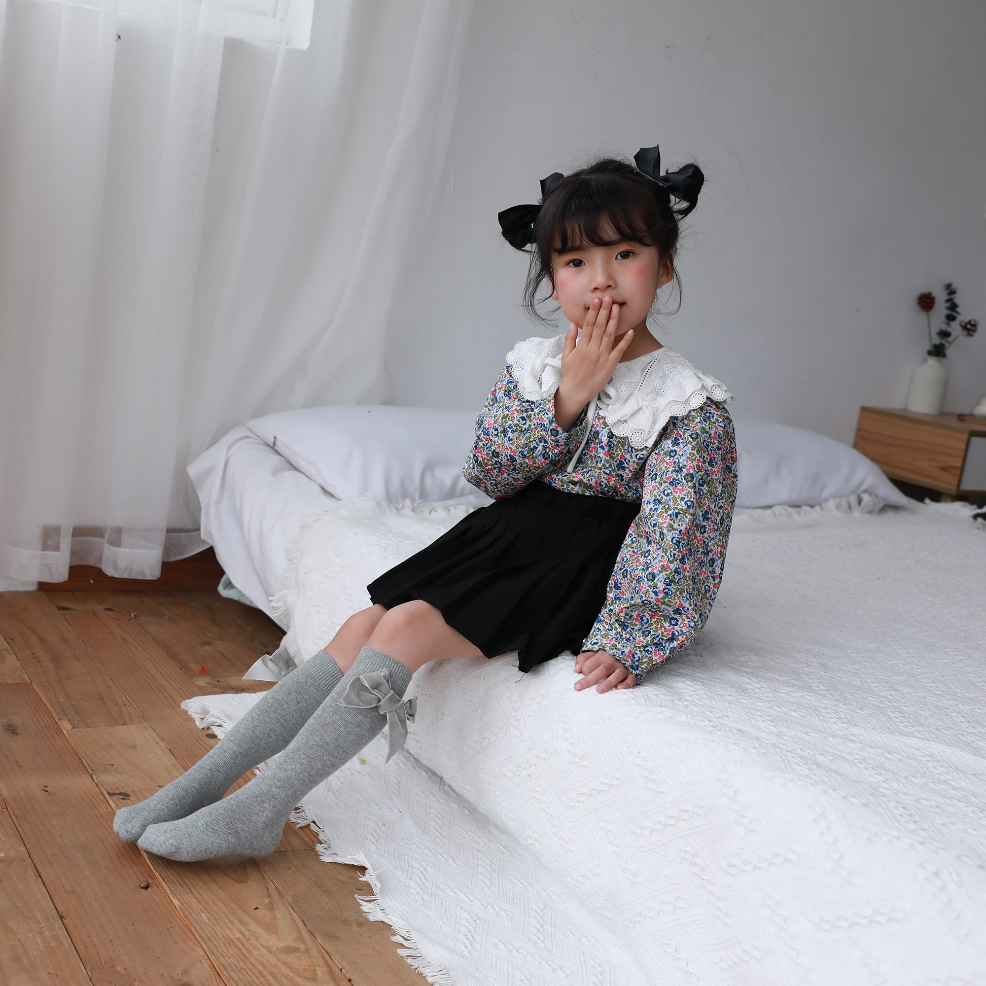 Calcetines con lazo a la para niñas, cómodos y elegantes, hasta la rodilla