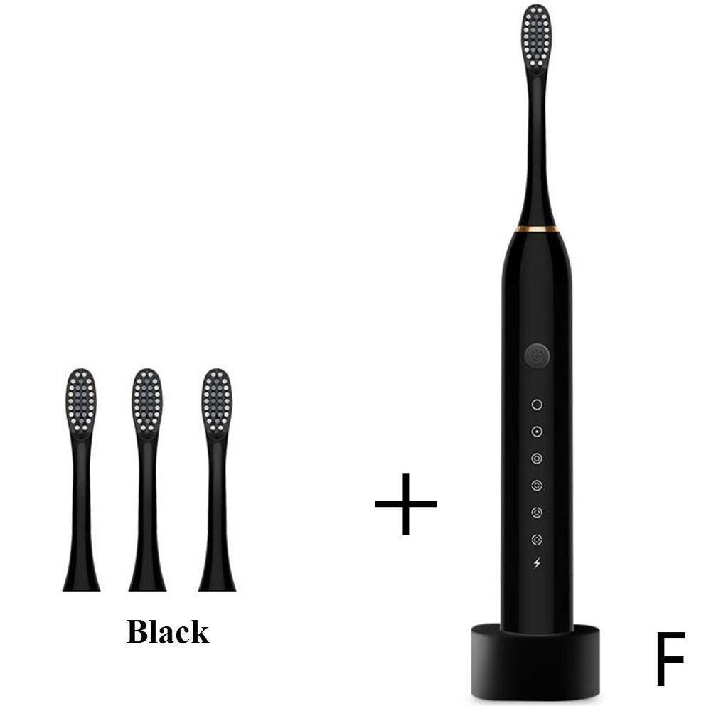 Electric Toothbrush Sonic Vibration 6 Files Adult Household Soft Fur USB Charging Waterproof Electric Toothbrush: F