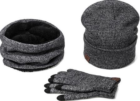 Vrouwen Sjaal Muts Handschoenen Set Drie Stuk Winter Warm Set Vrouwelijke Hoeden Sjaals Mannen Unisex: grey
