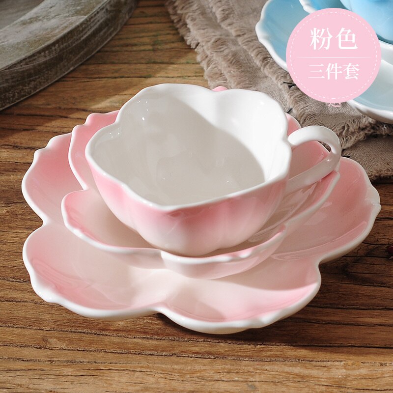Sakura Cup European small luxury ceramic coffee cup dish set tea set English flower tea cup coffee cup dish 3 piece set: B