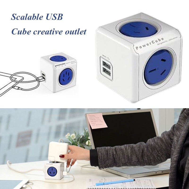 Power Cube Socket USB Ports Adapter Switched Socket Expandable Multifunction Australian standard blue butterfly control expanded