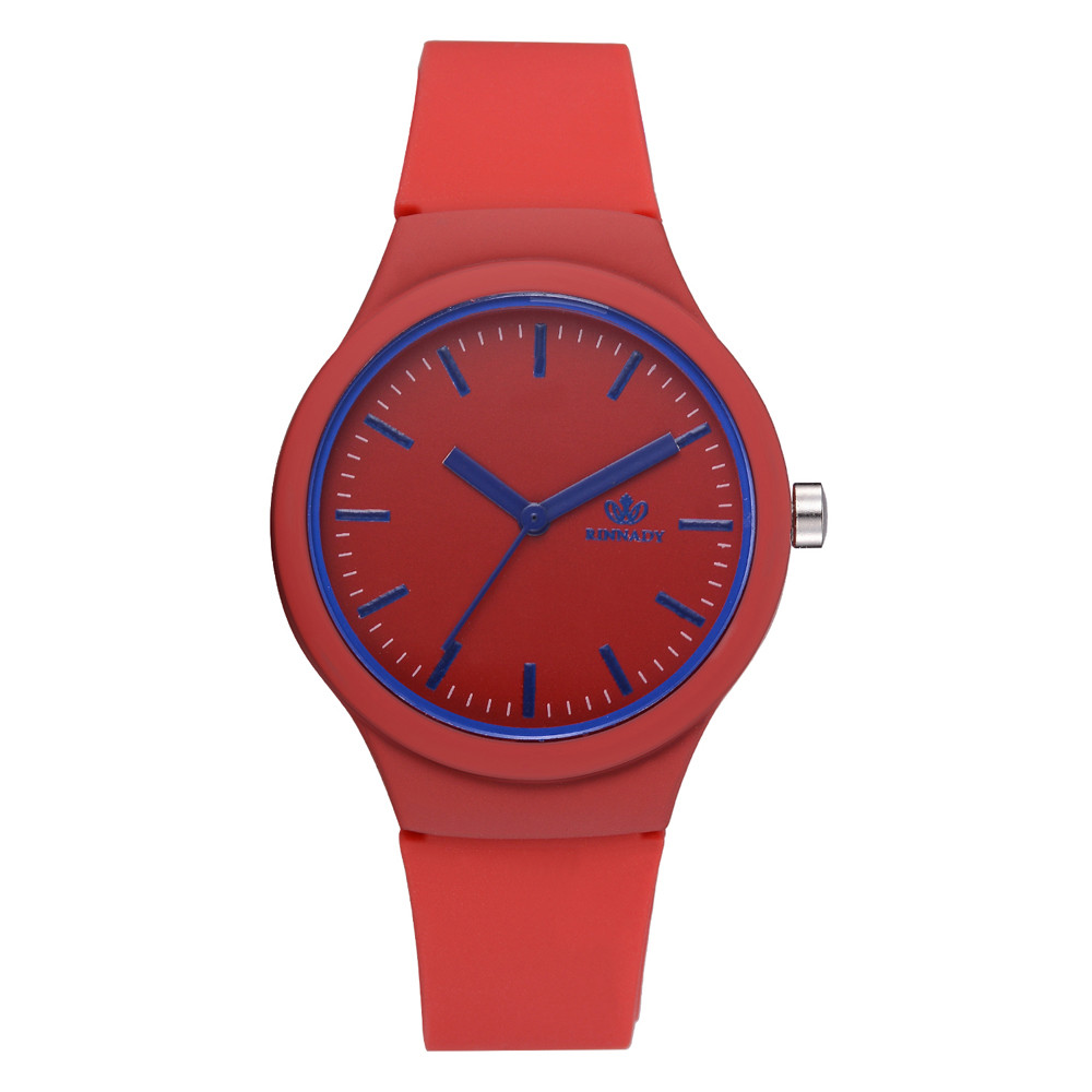 Dames solide modèle montre-bracelet horloge silicone bracelet femmes montres décontracté montre pour femme Simple femme montre montre femme: Red 