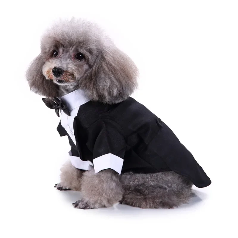 Gentleman Hond Kleren Kat Huisdier Trouwpak Leuke Cachorro Mascotas Pak Gestreepte Smokingvlinderdas Wedding Shirt Kostuum