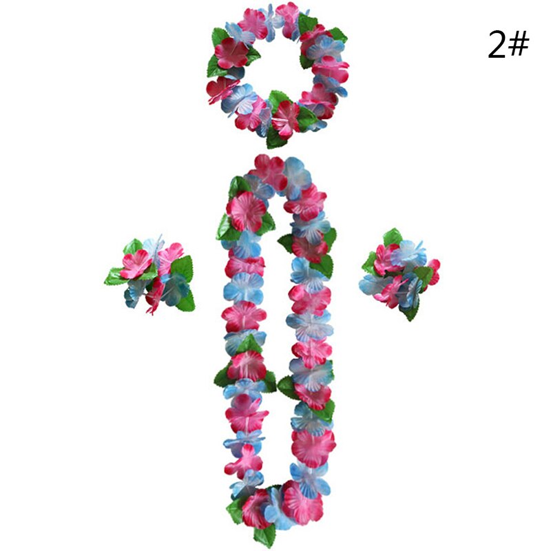 4 stk/sæt fancy kjole kunstig hawaiiansk blomst leis guirlande halskæde fest hawaii strand sjove blomster gør-det-selv fest dekoration: B