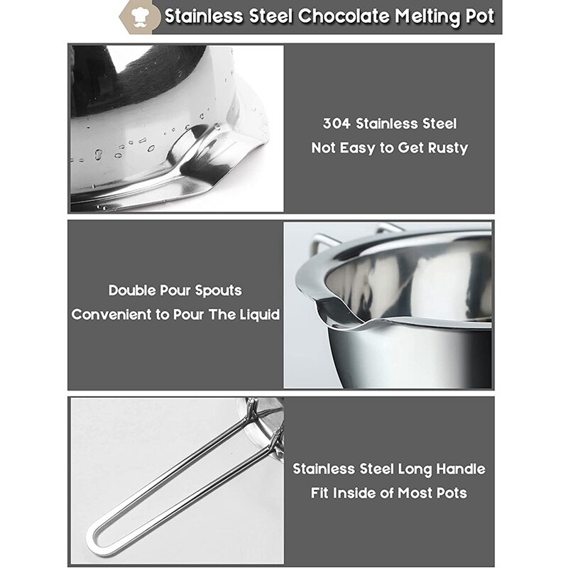 Double Boiler Chocolate Melting Pot with Stainless Steel Pot, Candy Melts Pot for Melting Chocolate, Candy