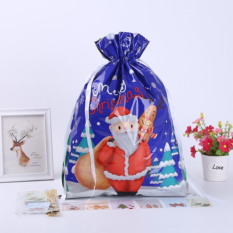 1 bolsa de almacenamiento de Navidad, grandes sacos de Navidad, bolsas reutilizables con cordón, bolsas de para o: blue