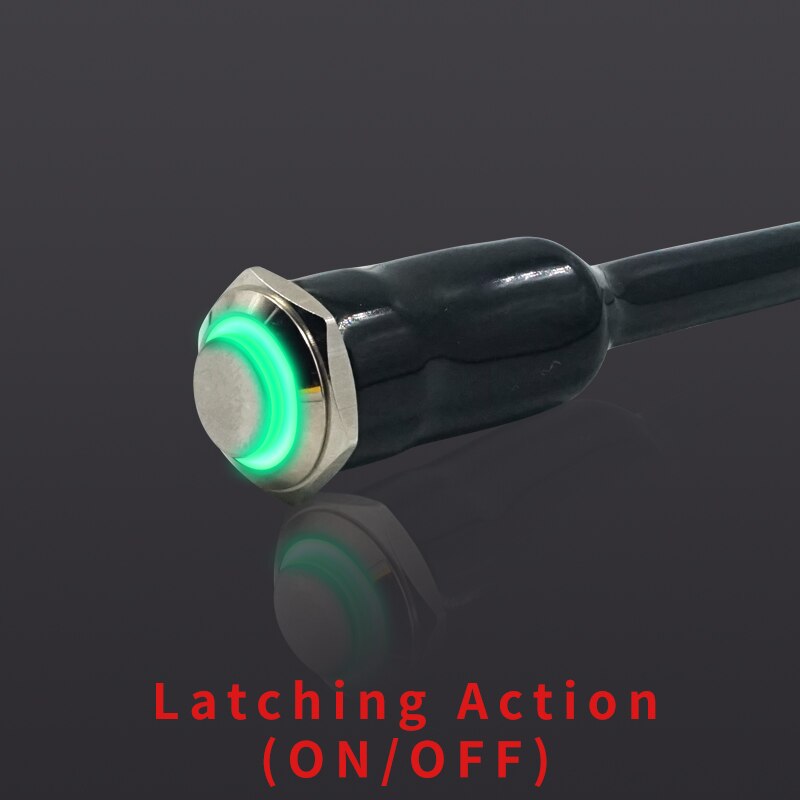 12V Stainless Steel LED Motorcycle Switch ON-OFF Handlebar Adjustable Mount Waterproof Switches Button Fog Light Warning Light: Green(ON-OFF)